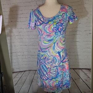 Lilly Pulitzer Tammy T-Shirt Dress Gillty Pleasure Print UPF 50+ Size XS